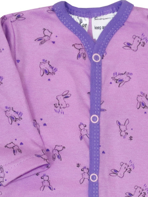 Комбинезон "Лавандовая поляна" с зайцами - Размер 74 - Цвет фиолетовый - Картинка #3