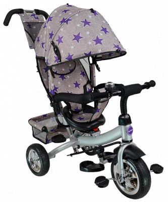 Велосипед детский трехколёсный  TSTX6588 
 - Цвет серый с фиолетовыми звездами - Картинка #2