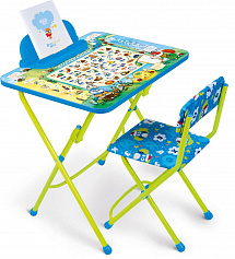 КУ2 Комплект "Никки" (стол+пенал+стул мягкий) 
(КУ2/ВА веселая азбука) - Цвет сине-желтый - Картинка #1