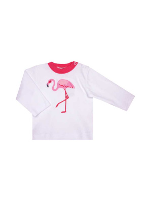 Джемпер "Фламинго" - Размер 68 - Цвет белый с рисунком - Картинка #2