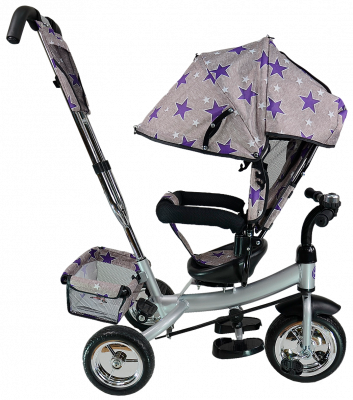 Велосипед детский трехколёсный  TSTX6588 
 - Цвет серый с фиолетовыми звездами - Картинка #5