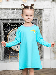 Платье "Единорог" с радугой и облачками - Размер 104 - Цвет голубой - Картинка #1