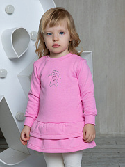 Платье "Базовый ассортимент" с котиком - Размер 80 - Цвет розовый - Картинка #1