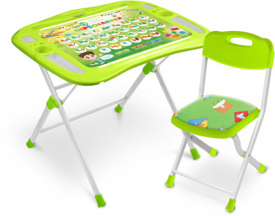 NKP1 Детский комплект (стол+стул+выдвижная подставка для книг) (NKP1/2 первоклашка) - Цвет салатовый - Картинка #1