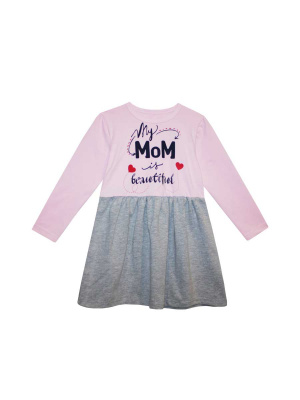 Платье "Моя мама красавица" - Размер 104 - Цвет розовый с серым - Картинка #3